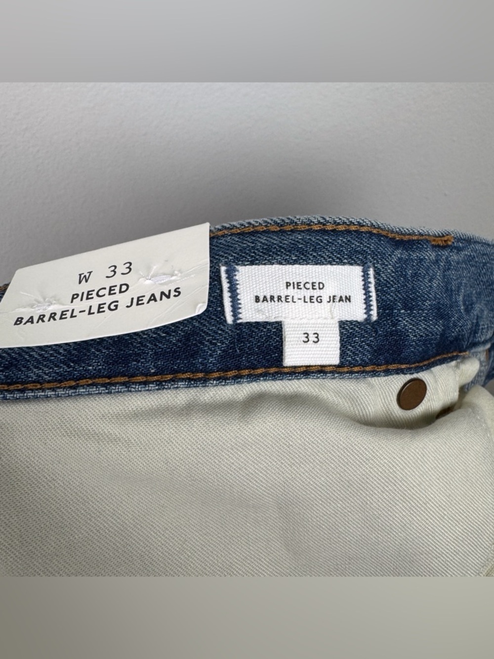 Madewell Pieced Barrel Leg Full Length Button Fly Jeans Size 33 NWT - Picture 9 of 10